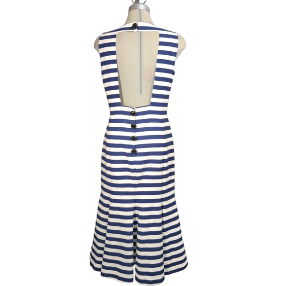 *New*DOLCE & GABBANA Striped Blue & White Open Black Flare Dress Italian Size 44 - Picture 16 of 17